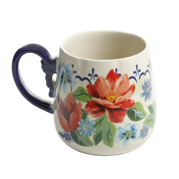 The Pioneer Woman Stoneware 19 Oz Red Cobalt Spring Bouquet Mug Walmart Com Walmart Com