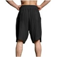 thumbnail image 5 of Maean Men Cotton Linen Shorts 7 Inch Elastic Waist Drawstring Shorts Stretch Summer Beach Shorts with Pockets, 5 of 5