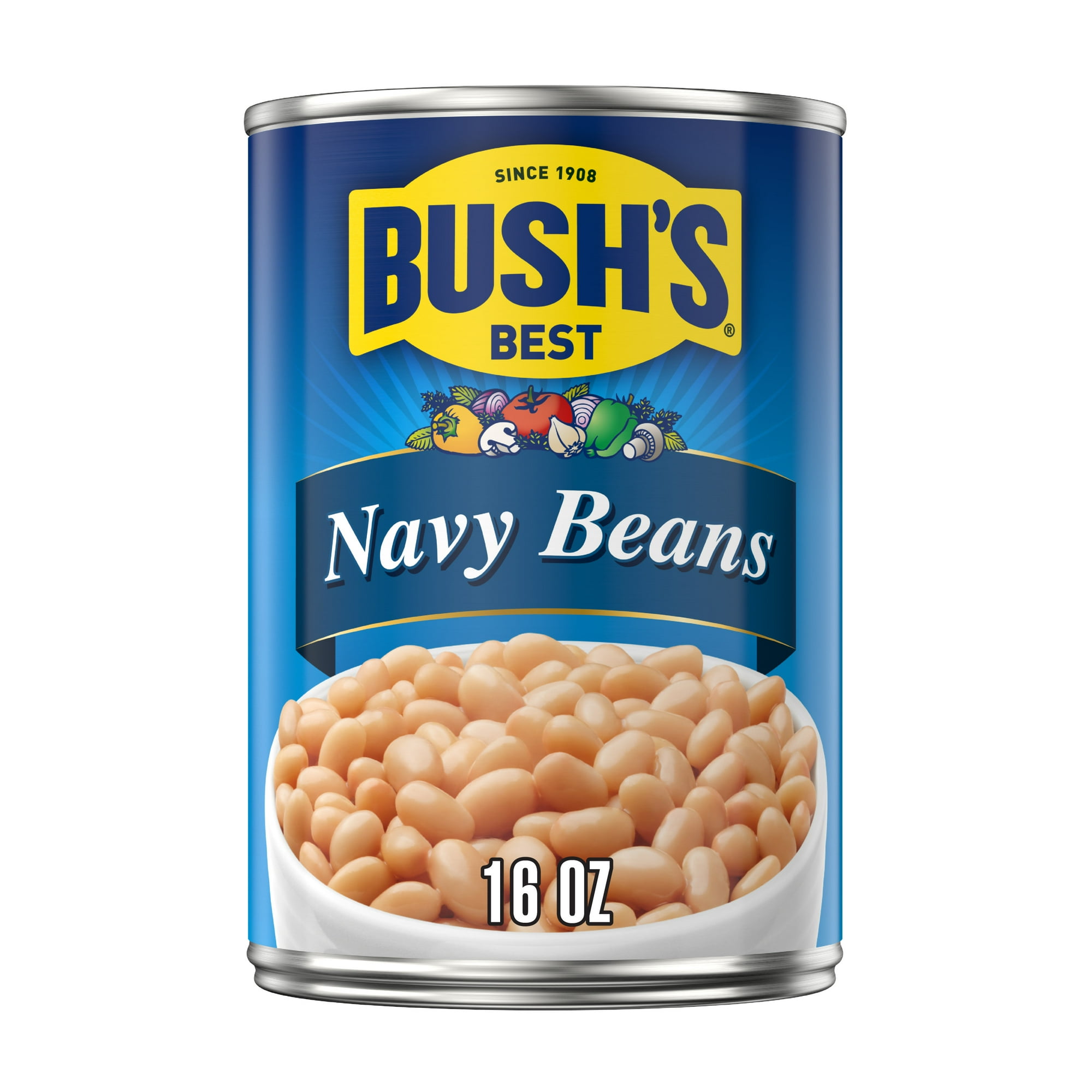 Bush's Navy Beans, Plant-Based Protein, Canned Beans, 16 oz