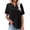 Black, variant on Pntutb Women's Summer V-Neck Short Sleeve Cotton Linen Solid T-Shirt Blouse