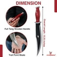 thumbnail image 3 of Armory Replicas Tang Hunting Knife – 10" 440 Stainless Steel Trail Point Blade, Red Wooden Handle, Includes Nylon Sheath, 3 of 14