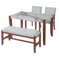 thumbnail image 6 of Harper & Bright Designs Wood Dining Set with Bench for 4, Rectangle Kitchen Table with Marble Veneer Tabletop, 2 Upholstered Chairs for Dining Room, Beige, 6 of 17