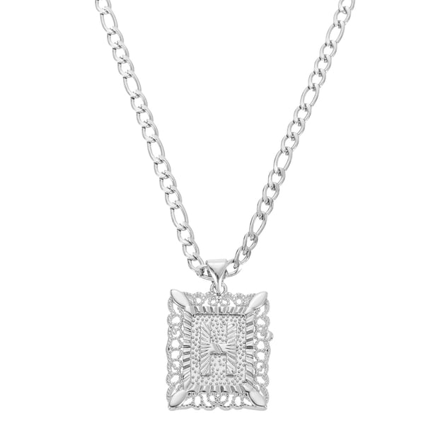 Collar con colgante de letra inicial Uxcell de 20" para hombres y mujeres, letra mayúscula H, plata