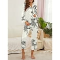 thumbnail image 6 of Womens Silk Satin Pajama Set Long Sleeve Notch Collar Loungewear Two Piece Sleepwear Button Down Pj Set, 6 of 8