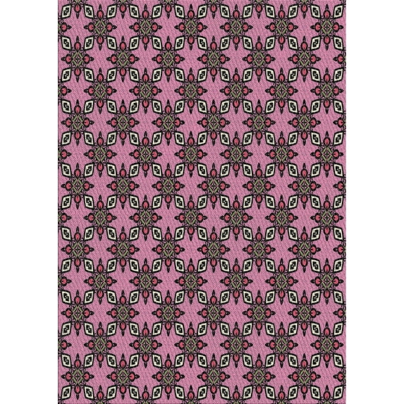 Ahgly Company Indoor Rectangle Patterned Pink Novelty Area Rugs, 6' x 9'