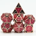 thumbnail image 1 of GFDYREE Steampunk Style Metal Dice Set 7 Die Polyhedral DND Dice Set D&D Dice for Dungeons and Dragons Role Playing Game and Math Teaching (Red Copper-Red Black), 1 of 7