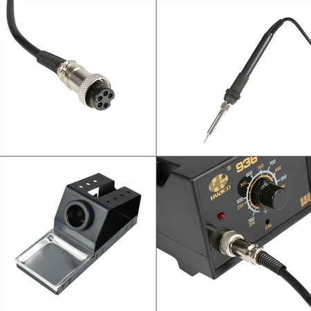 - 936 Hot Air Gun Rework Station Electric Analog Adjustable Temperature Thermostat Soldering Station Iron Welder with Iron Stand 50W 110V