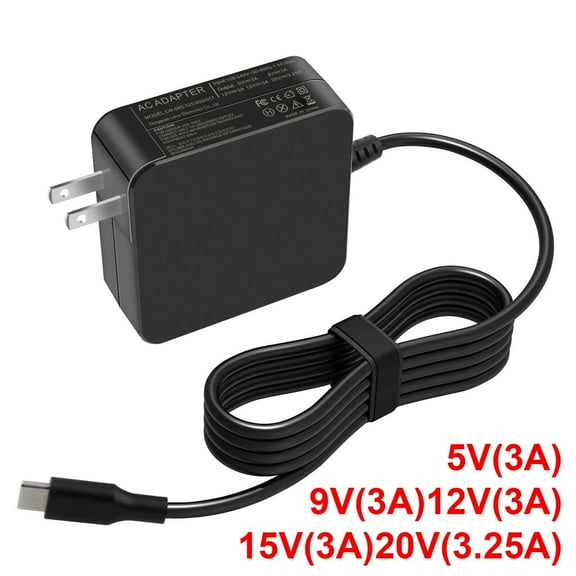 65W Wall Adapter USB-C Type-C AC Adapter Laptop Charger for HP Lenovo Asus Dell Samsung Macbook