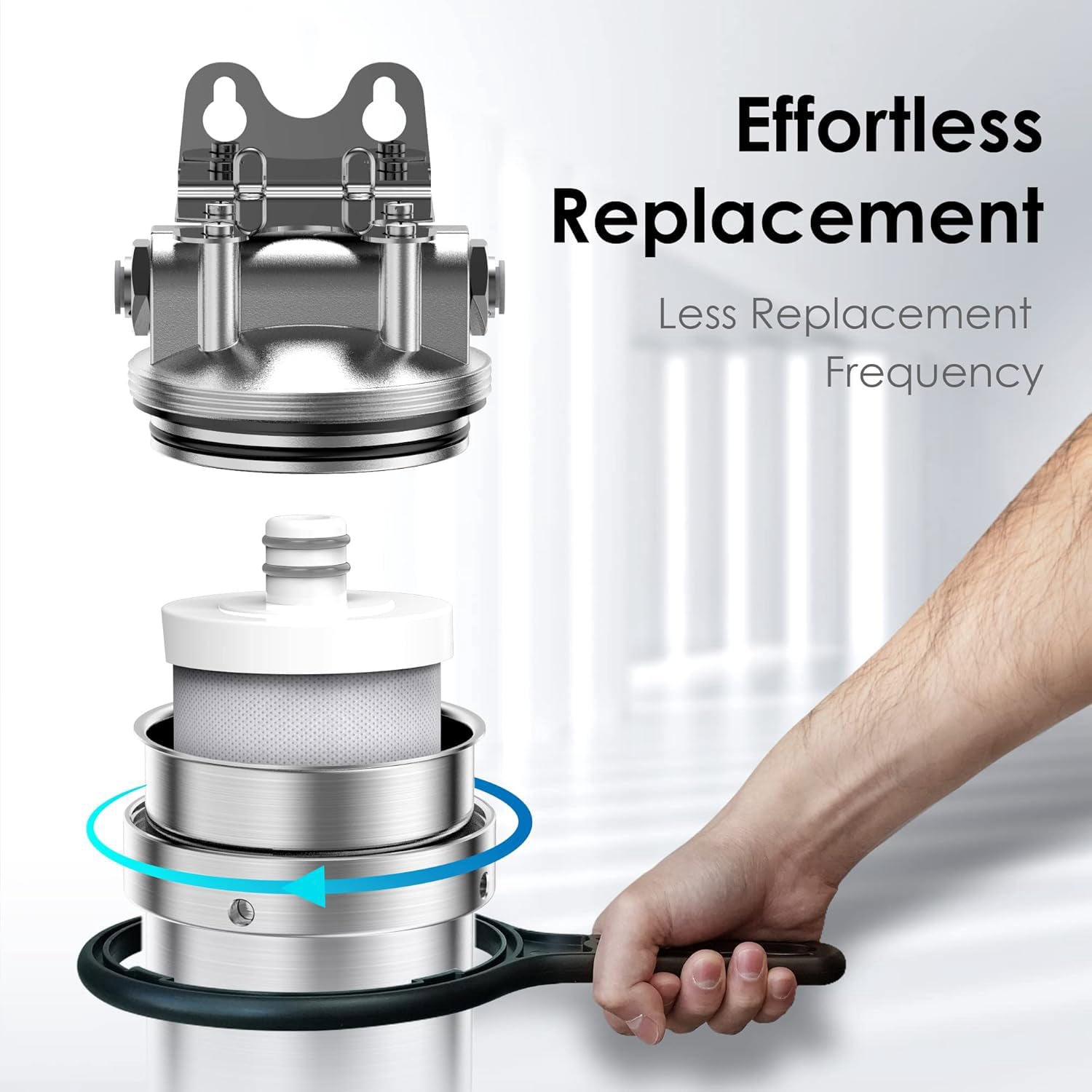 Waterdrop WF08 Under Sink Replacement Water Filter, Replacement for Waterdrop AS08, BS08, AMS08, 8000 Gallons Capacity，USA Tech