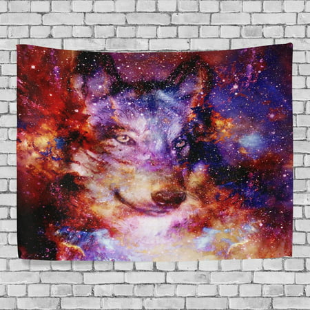 Mypop Wolf Sky Nebula Universe Galaxy Tapestry Wall Decor