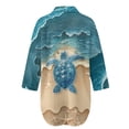 thumbnail image 5 of Xoenoiee Beach Turtle Starfish Print Swimsuit Coverup for Women Casual V Neck Bathing Suit Cover Ups Button Down Beach Bikini Swimwear Cover up Dress Shirt, 3XL, 5 of 7