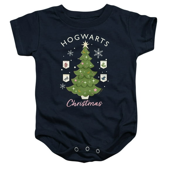 Harry Potter Hogwarts Christmas Tree Unisex Infant Snap Suit for Baby, Navy, Small