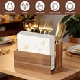 thumbnail image 3 of FUYGRCJ Silverware Caddy, Wooden Utensil Holder with Napkin Holder, 3 Compartment Cutlery Organizer with Upright Napkin Storage Dispenser, Countertop Paper Plate Organizer for Plate, Cup, Fork, Spoon, 3 of 11