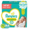 Pampers Swaddlers Diapers, Soft and Absorbent, Size 0, 144 Count