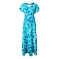 thumbnail image 7 of vigerkar Women's Summer Dress 2025 Short Sleeve V-Neck Boho Floral Printed Flowy Swing Sundress Dresses Sky Blue, L, 7 of 7