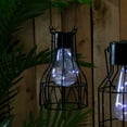 thumbnail image 2 of Northlight 6.5" Black Geometric Edison Outdoor Hanging Solar Lantern with Handle, 2 of 5