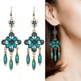 thumbnail image 4 of U8MO Ethnic Bohemian Bronze Color Opaque Rhinestones Tassels Dangle Hook Earrings-Colorful, 4 of 4