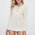 thumbnail image 2 of Weardear Womens Waffle Knit Tunic Tops Loose Long Sleeve Button Up V Neck Henley Shirts, 2 of 5