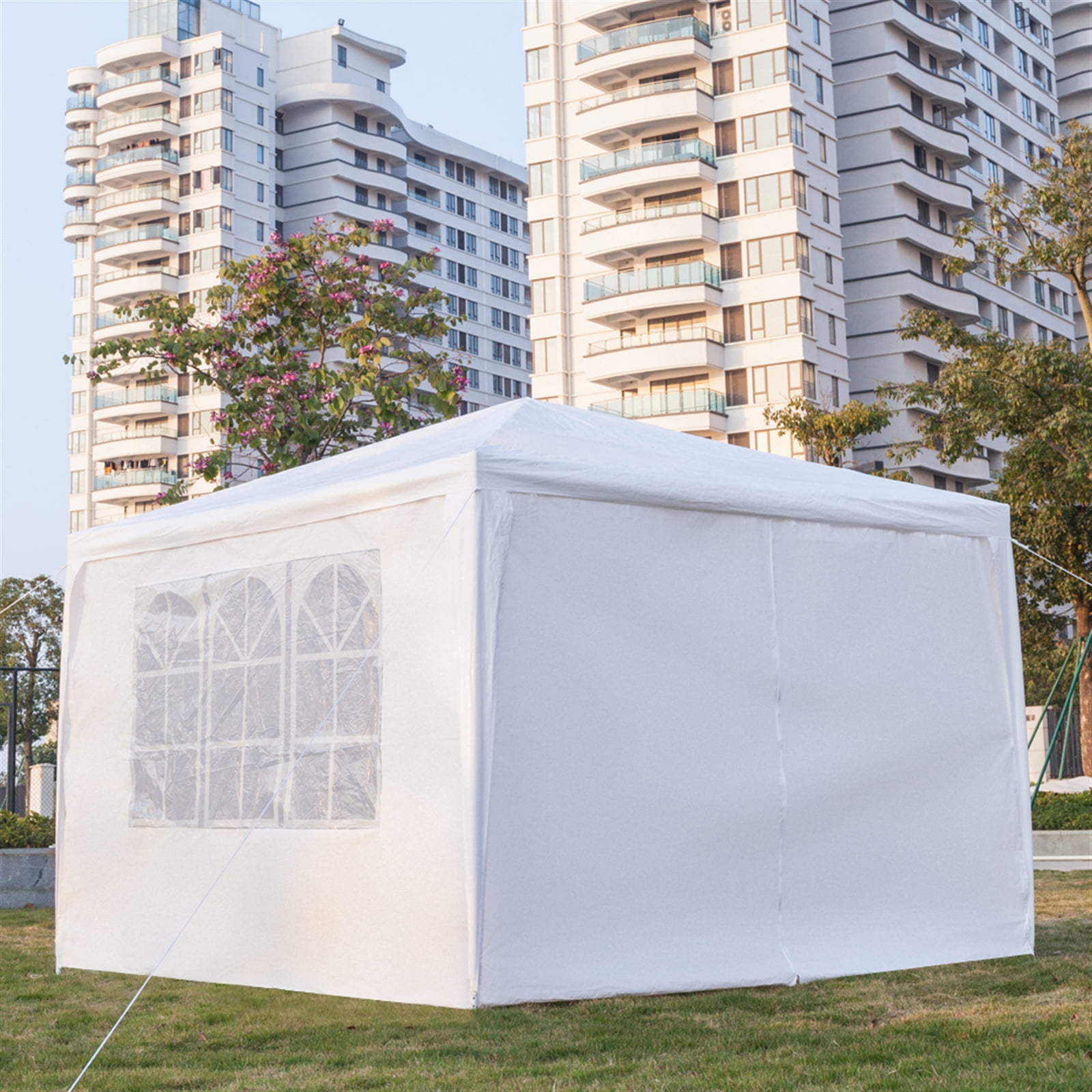 DECMAY 3 x 3m Four Sides Portable Home Use Waterproof Tent with Spiral Tubes White