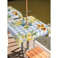thumbnail image 2 of Outdoor Tablecloth with Umbrella Hole for Patio/Picnic/Party/Camping, Forsythia Flowers Waterproof Table Cloth Square Cover Washable, Spring Yellow Floral Hummingbird Blue Plaid (60"x 60"), 2 of 8