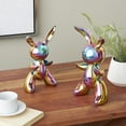 thumbnail image 2 of 13, 11"H Multi Colored Ceramic Abstract Balloon Inspired Rabbit Sculpture with Rainbow Shimmer Finish, by DecMode (2 Count), 2 of 9