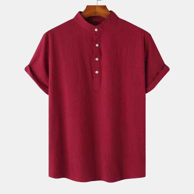 Qiopertar Liquidation à Moins de 5$ Chemise Décontractée Homme à Boutons Col Montant Manches Courtes en Solde