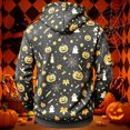 thumbnail image 4 of Men's Halloween Hoodie, Graphic Pullover Sweatshirt Pumpkin Printed Spooky Season Casual Fall Outfit Streetwear Top Gray 2XL, 4 of 4