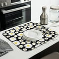 thumbnail image 3 of Daisy Dish Drying Rack Mat for Kitchen Microfiber Absorbent Pad Foldable Floral Counter Drainer Mat Spring Summer 16x18 Inch, 3 of 7