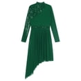 thumbnail image 6 of Jowowha Women's Sequin Lyrical Dance Dress Long Sleeve Irregular Maxi Dress Contemporary Dancewear Green XL, 6 of 7