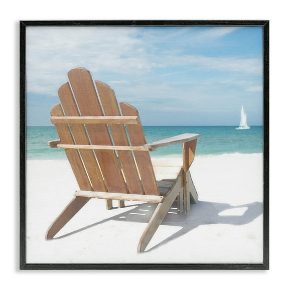 Stupell Industries View West Beach Chair Landscape Painting Black Framed Art Print Wall Art, 12 x 12