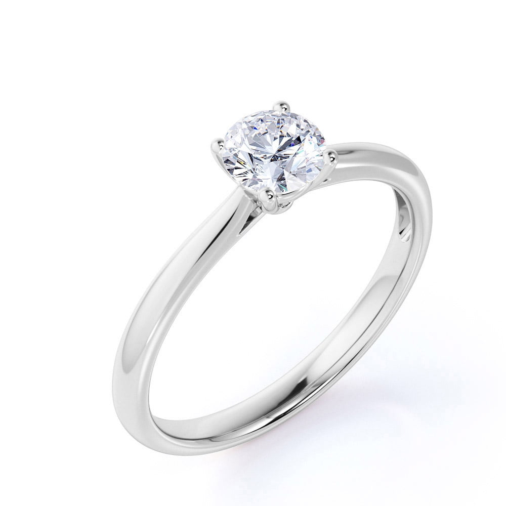 JeenMata 3 Carat Round cut Engagement Ring - Prong Setting - Solitaire Promise Ring in 18K White Gold Plating for Women