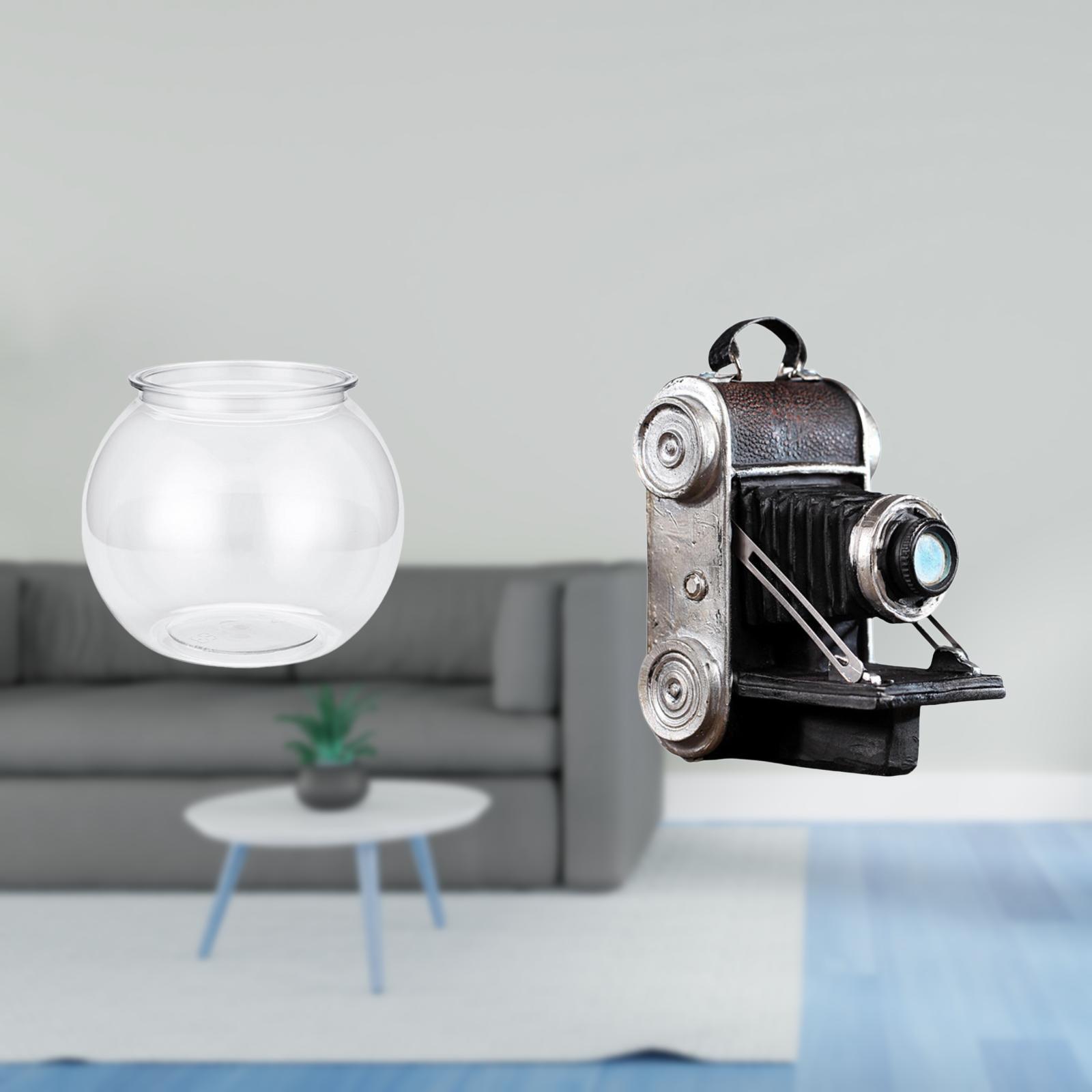 EHJRE Desktop Aquarium Tank Transparent Small Fish Bowl Vase Camera Statue Model Collectible Figurine Resin PP Craft Artistic Decoration Suitable for Photo