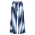 thumbnail image 6 of Endives Wide Leg Pants for Women Summer Striped Loose Straight Leg Elastic Waist Trousers with Pockets Vacation Outfits Flowy Pants for Women, 6 of 6
