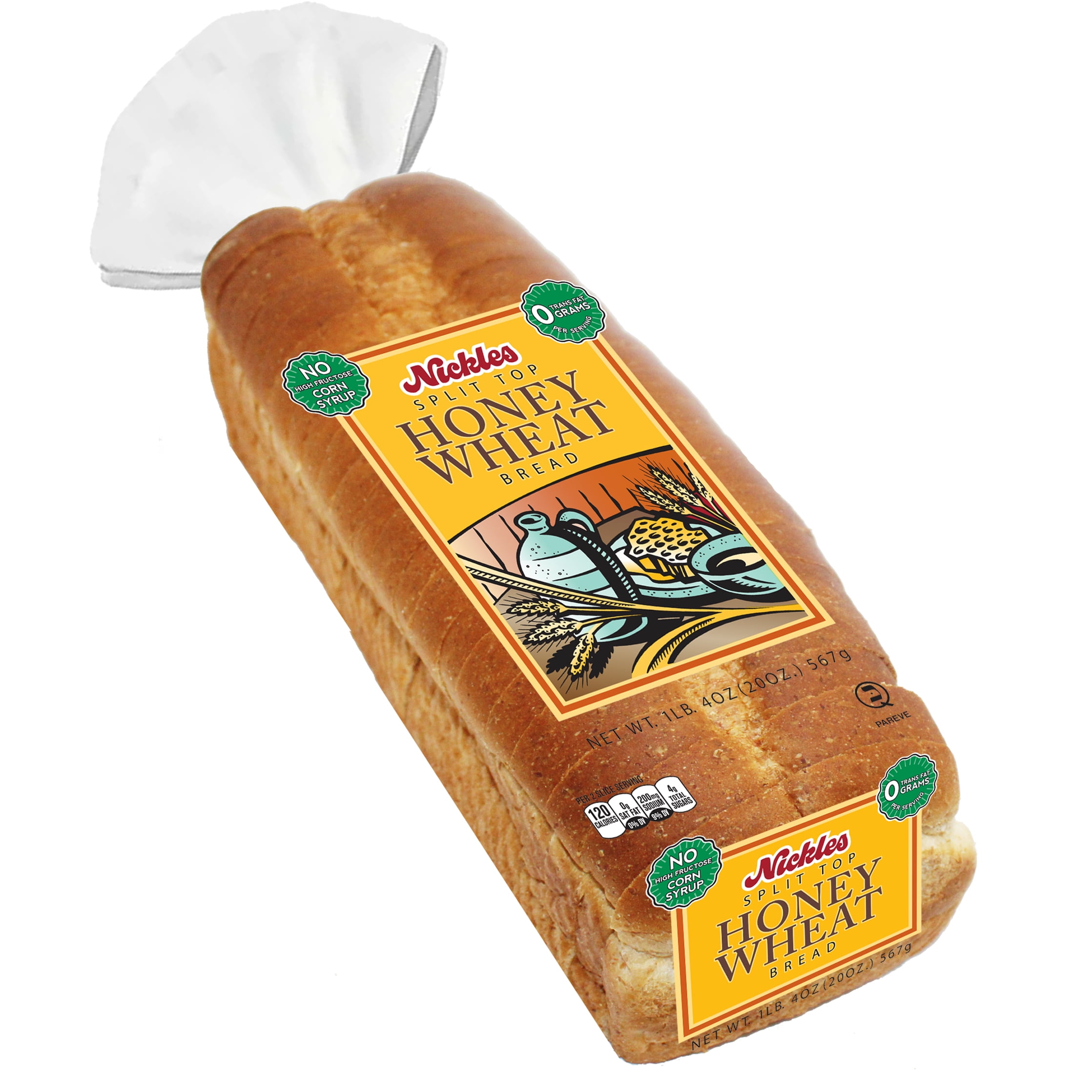 Nickles Bakery Split Top Honey Wheat Bread, 20-ounce Loaf.