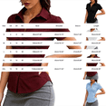 thumbnail image 3 of BODOAO Women's Short Sleeve Button Down Shirts Slim Fit Work Blouse Pack Ruched Business Casual Collared Office Tops Plain Tee Dress Shirts Uniform Black L, 3 of 8