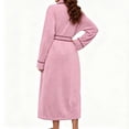 thumbnail image 4 of WIZUTIZ Women's Thick Coral Fleece Absorbent Belted Hooded Bathrobe Winter Cozy Loungewear Robe Long Sleeve Sleepwear with Pockets, 4 of 5