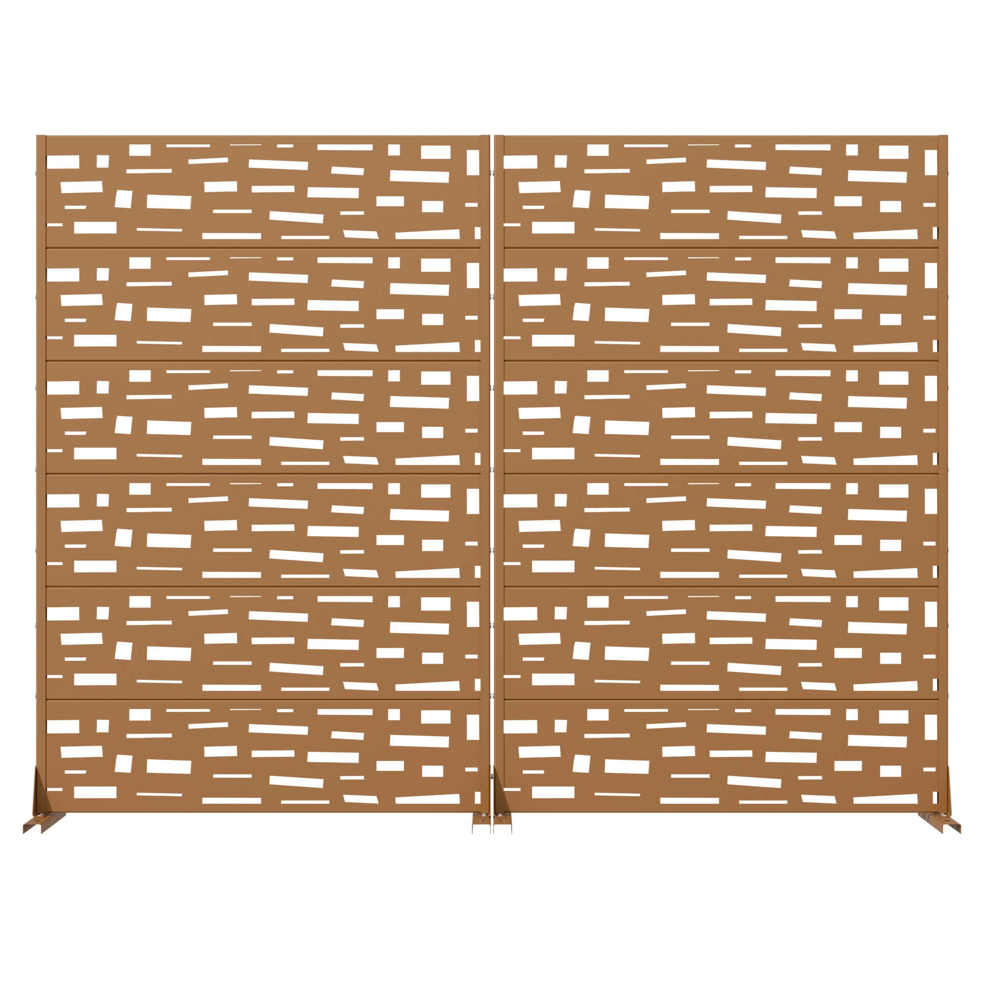 MAYEERTY 72X47" Metal Outdoor Brown Privacy Screen for Backyard & Garden, 6 Piece Set, Double‑sided Installation