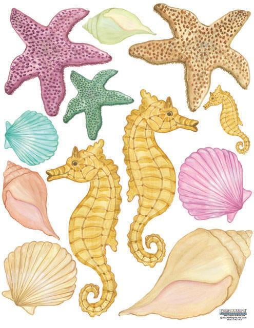 12 Sea Life SeaHorse Seashell Sea Shell Beach Scrapbook Stickers