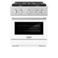 thumbnail image 2 of ZLINE 30 in. 4.2 cu. ft. Paramount Gas Range with 4 Burner Cooktop and Convection Gas Oven in DuraSnow Stainless Steel with White Matte Door (SGRS-WM-30), 2 of 2