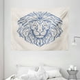 thumbnail image 1 of Modern Tapestry, Portrait of A Lion King of the Forest Wildlife Animal Zodiac Sign Illustration, Wall Hanging for Bedroom Living Room Dorm Decor, 80W X 60L Inches, Slate Blue Beige, by Ambesonne, 1 of 2