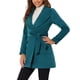 thumbnail image 4 of Abrigo largo de mujer elegante con solapa y cinturón en turquesa, 4 of 6