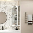 thumbnail image 3 of Bathroom Cabinet with Glass Door, Wall Mounted Corner Cabinet with Four-tier Storage, Accent Storage Cabinet for Bedroom, Living Room, Kitchen, White, 3 of 9