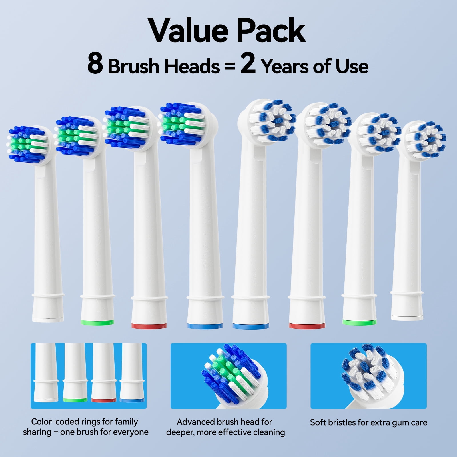 Seago Rotating Electric Toothbrush for Adults ，with 8 Replacement Heads, 5 Cleaning Modes,  with Timer and Travel Case for Adults ，SG-2607 Beige