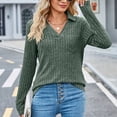 thumbnail image 5 of Ribbed Sweaters for Women Womens Cable Knit Sweaters Long Sleeve V Neck Sweater Tops Casual Pullover Shirts 2024 Fall Fashion Outfits, 5 of 8