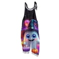 thumbnail image 2 of Women's Halloween Jumpsuits 2026 Spaghetti Strap Linen Rompers Wide Leg Print Overalls with Pockets, 2 of 5
