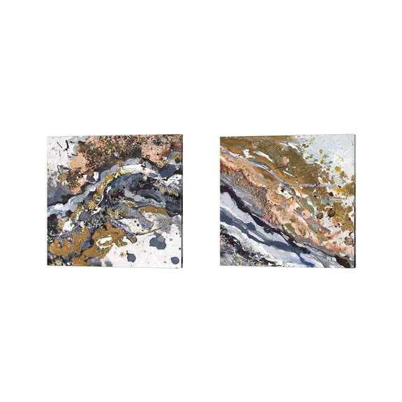 Great Art Now Turbulence Square by Patricia Pinto 2 Piece Canvas Art Set Each 14"W x 14"H