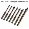 thumbnail image 1 of 7Pcs Glass Cross Spear Head Drill Bits Tungsten Carbide Glass Drilling Bit Set Tile Marble Mirror Drill Wall Bottle Cutting Tool, 1 of 5
