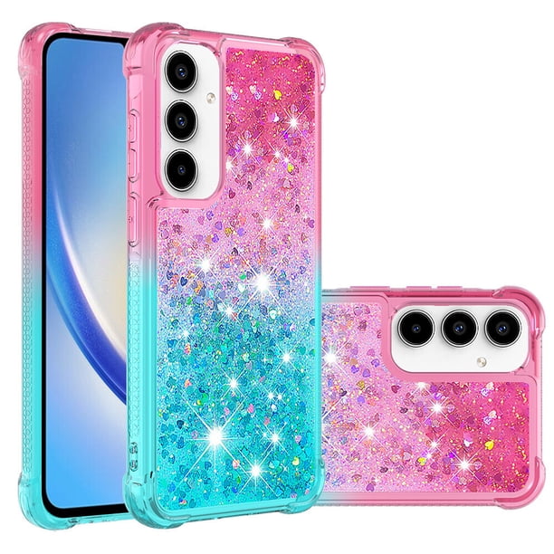 Funda para Samsung Galaxy A55 5G Transparente con Brillos Carcasa Protectora Antigolpes con Glitter Brillante