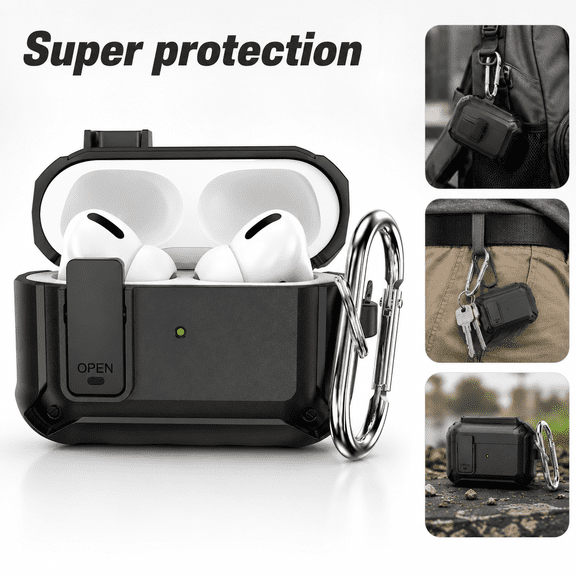 Compatible Airpods Pro 2nd Generation Case Cover with Lock, Sherry Military Cool Armor AirPod Pro 2 Case TPU for Men Women with iPod Pro 2 Shockproof Protective Case for Air Pod Pro 2nd Gen 2022