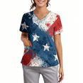 thumbnail image 3 of Hogleaql Medical Uniform Women Scrub Tops Plus Size Short Sleeve V-Neck Usa 250th Anniversary Medical Uniform Pocket Casual Workwear Scrub Tops Blue XL, 3 of 4